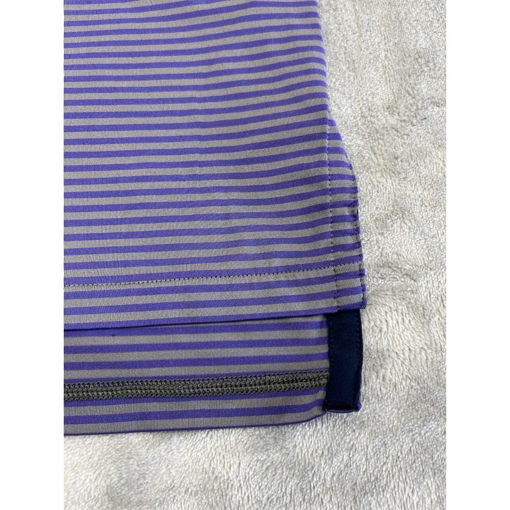 Ralph Lauren RLX Polo Men Medium Purple Striped 1/4 Button Performance Side Slit